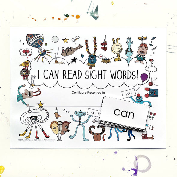 Free Printable! "I Can Read Sight Words!" Flashcards + Certificate. The MoMeMans®