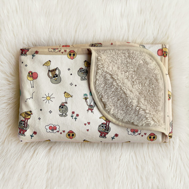 Pete + Pete Pattern Cream Cozy Baby Blanket | themomemans.com by Monica Escobar Allen