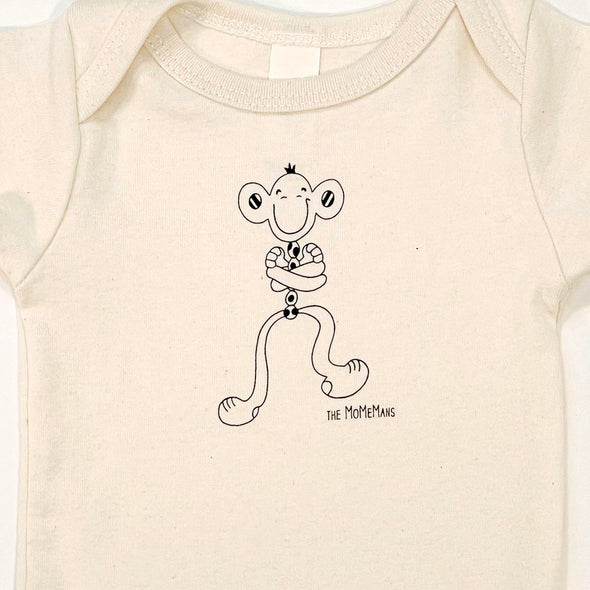 Organic Cotton Onesies. Unisex Styles for for the eco-conscious baby registries. The MoMeMans® by Monica Escobar Allen. Small batches made in Brooklyn, NY. Style: Hayhay