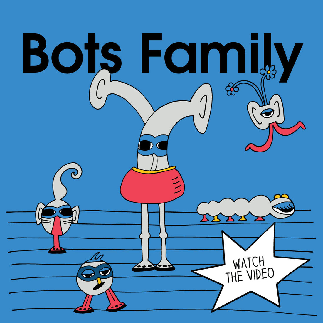 Bots Family by Monica Escobar Allen, Brooklyn, NY | themomemans.com On a mission to bring joy to parenting by finding the funny, sunny side with Poetry + Songs + Art + Gifts for Creative Grown-Up Kids