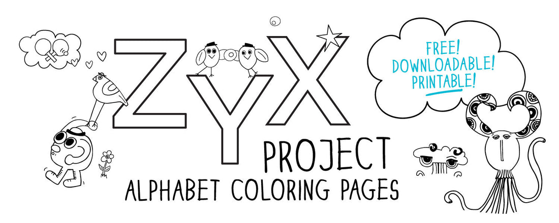 Free Alphabet Coloring Pages. The MoMeMans® ZYX Project by Monica Escobar Allen