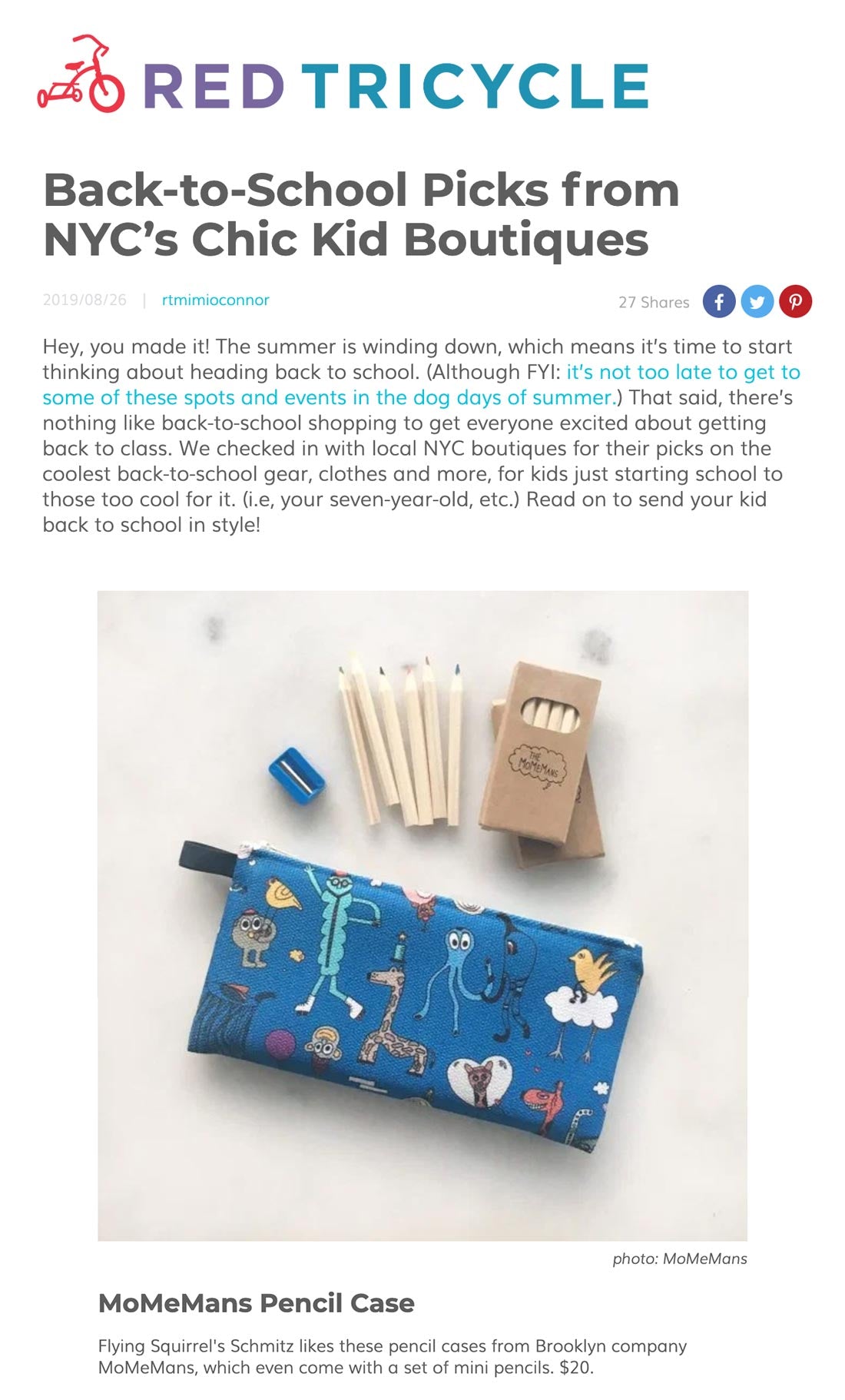 Our pencil cases made Red Tricycle's list for Back-to-School Picks!