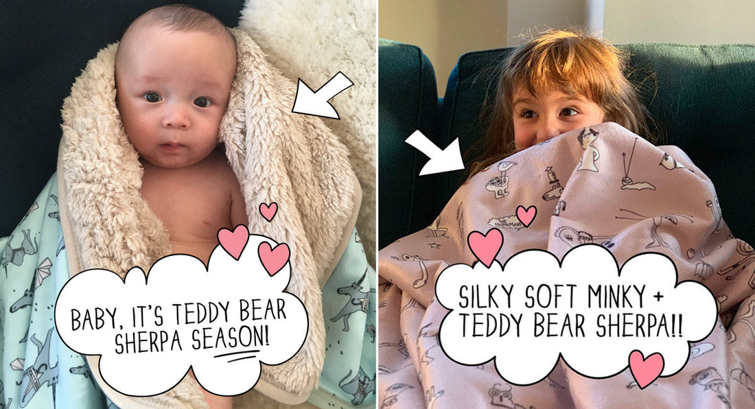 The MoMeMans® Teddy Bear Sherpa SHH™ Blankets by Monica Escobar Allen