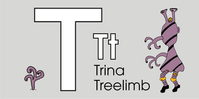 The MoMeMans™ ZYX Project. Letter T: Trina Treelimb by Monica Escobar Allen.