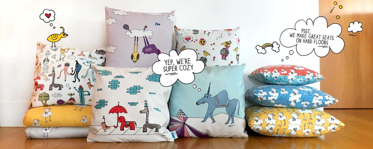 Super Lux Velveteen Playroom Pillows by The MoMeMans®. Stories, Gender Neutral Decor + Gifts for Creative Little Kids and Grown-up Kids by Monica Escobar Allen