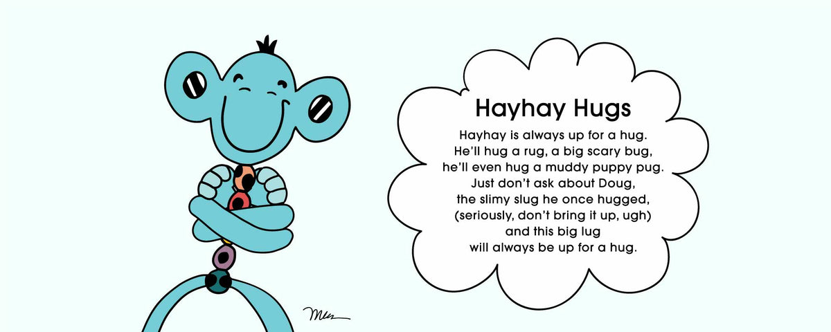 Hayhay Hugs Collection | themomemans.com The MoMeMans, by Monica Escobar Allen, are on a mission to bring joy to parenting by finding the funny, sunny side with Poetry + Songs + Art + Gifts for Creative Grown-Up Kids. Based in Brooklyn, NY.