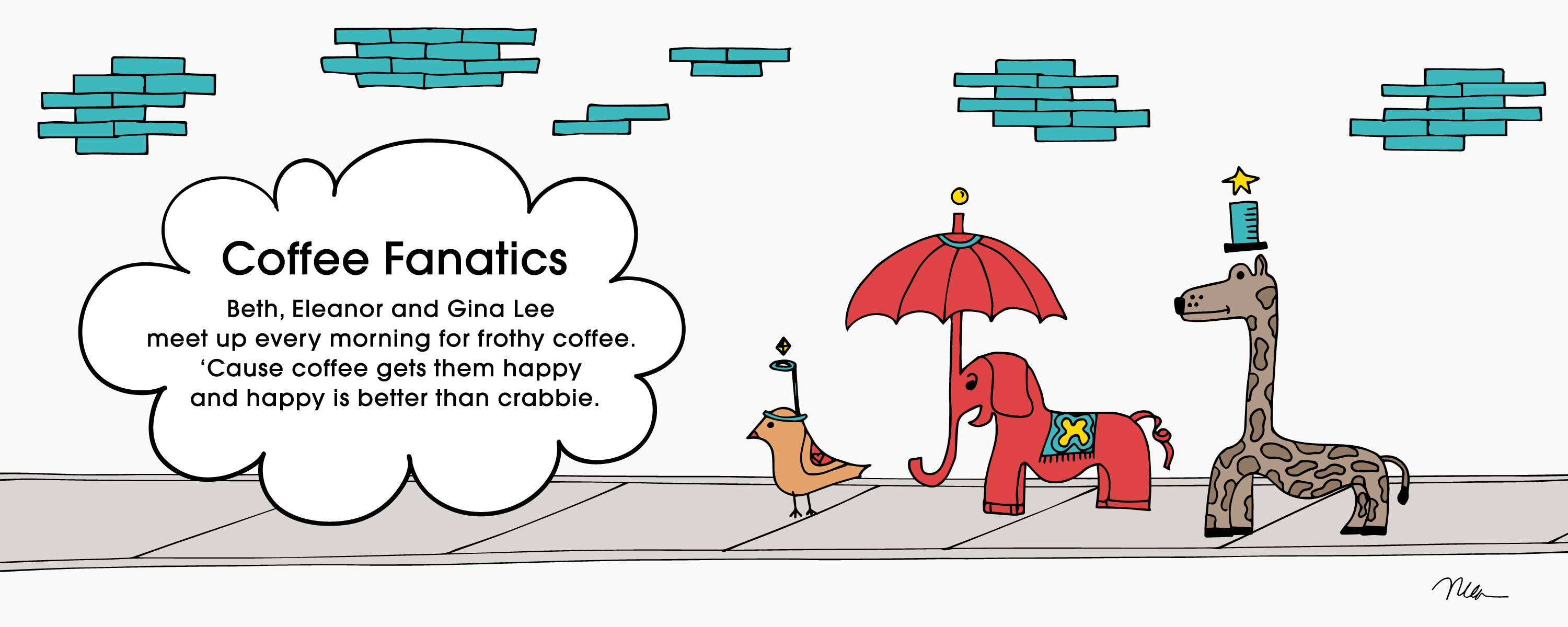 Coffee Fanatics Collection | themomemans.com by Monica Escobar Allen. Brooklyn, NY. The MoMeMans® are on a mission to bring joy to parenting by finding the funny, sunny side with Poetry + Songs + Art + Gifts for Creative Grown-Up Kids. Brooklyn, NY