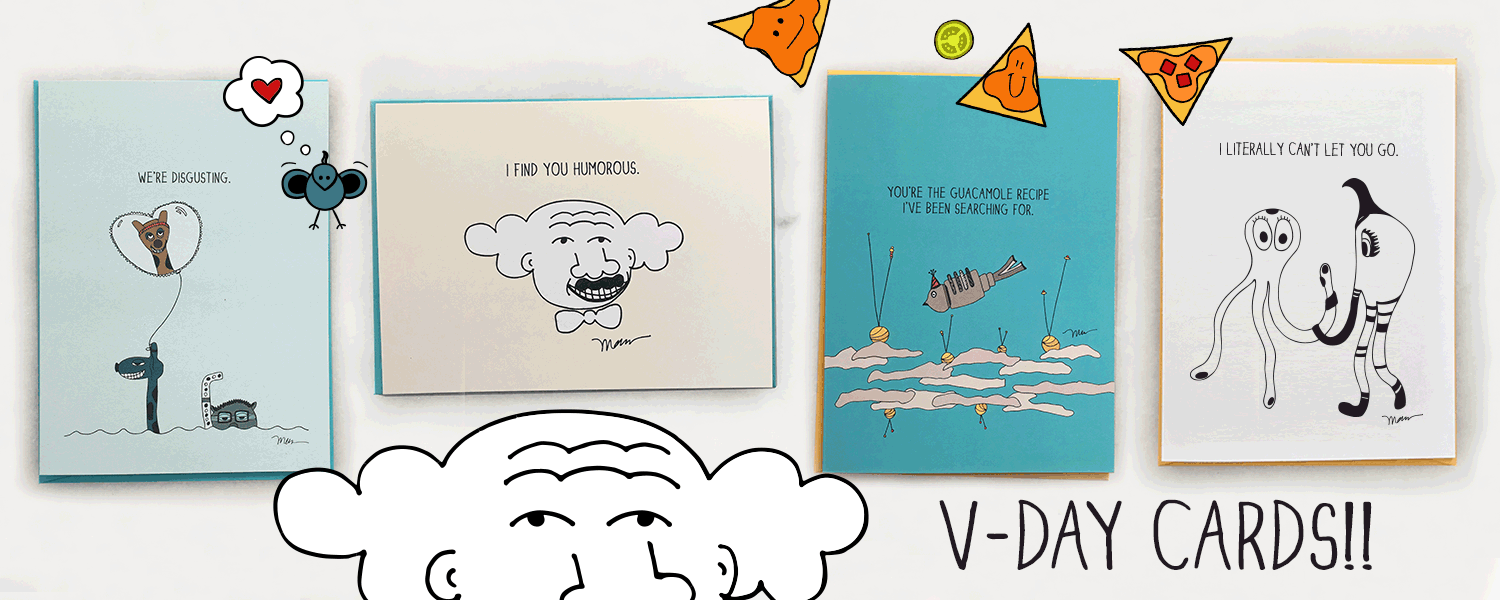 Valentine's Day Cards. The MoMeMans™ by Monica Escobar Allen.