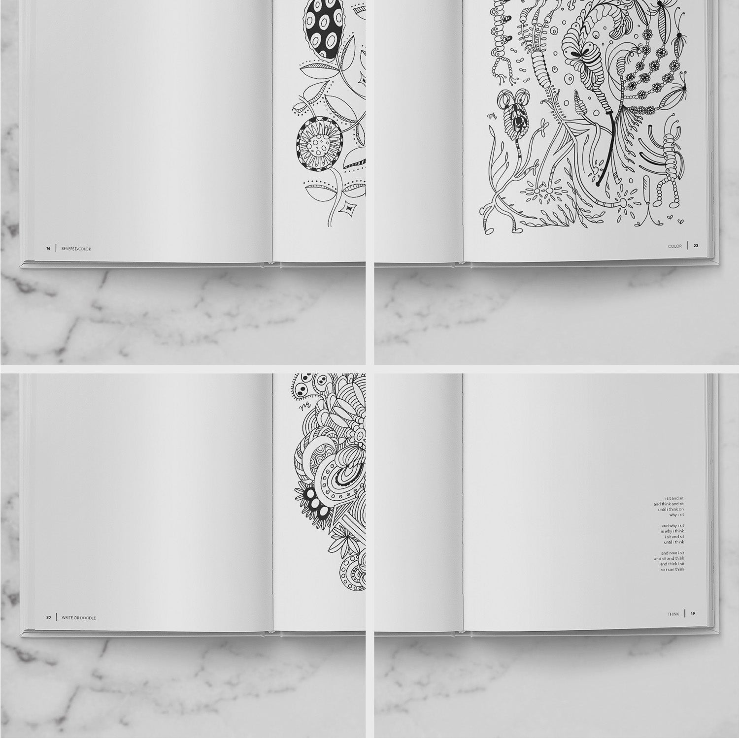 Sit. Think. Write. Color. Doodle. A Poetic Coloring Book & Mindfulness Companion.