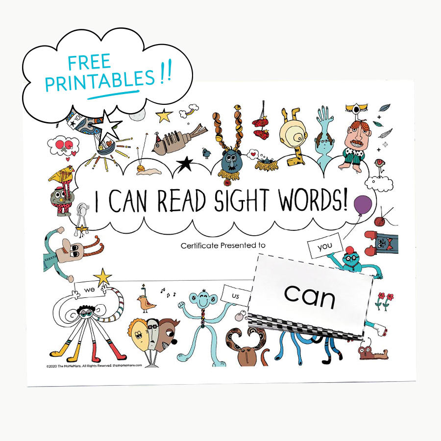 Free Printable "I Can Read Sight Words!" Cut Out Flash Cards + Certificate. The MoMeMans® by Monica Escobar Allen | themomemans.com