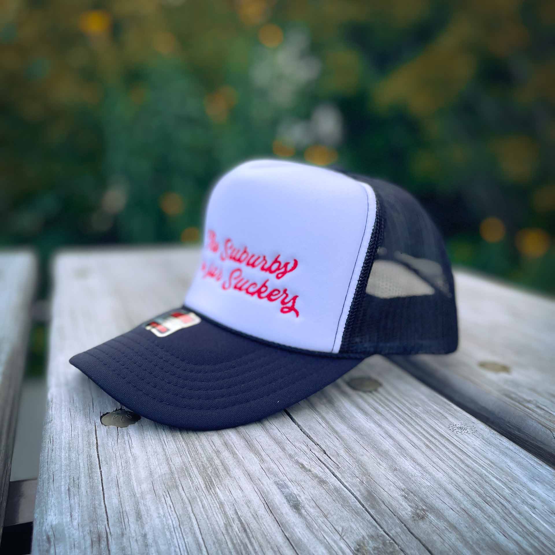 The Suburbs are for Suckers Dad Trucker Hat, Black | themomemans.com