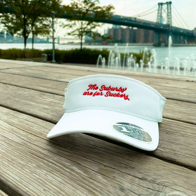 The Suburbs are for Suckers Visor, white | themomemans.com