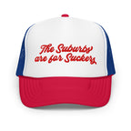 The Suburbs are for Suckers Dad Trucker Hat, Blue | themomemans.com