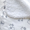 The MoMeMans® Barbara Birdie Teddy Bear Sherpa SHH™ Kids Blanket in White by Monica Escobar Allen
