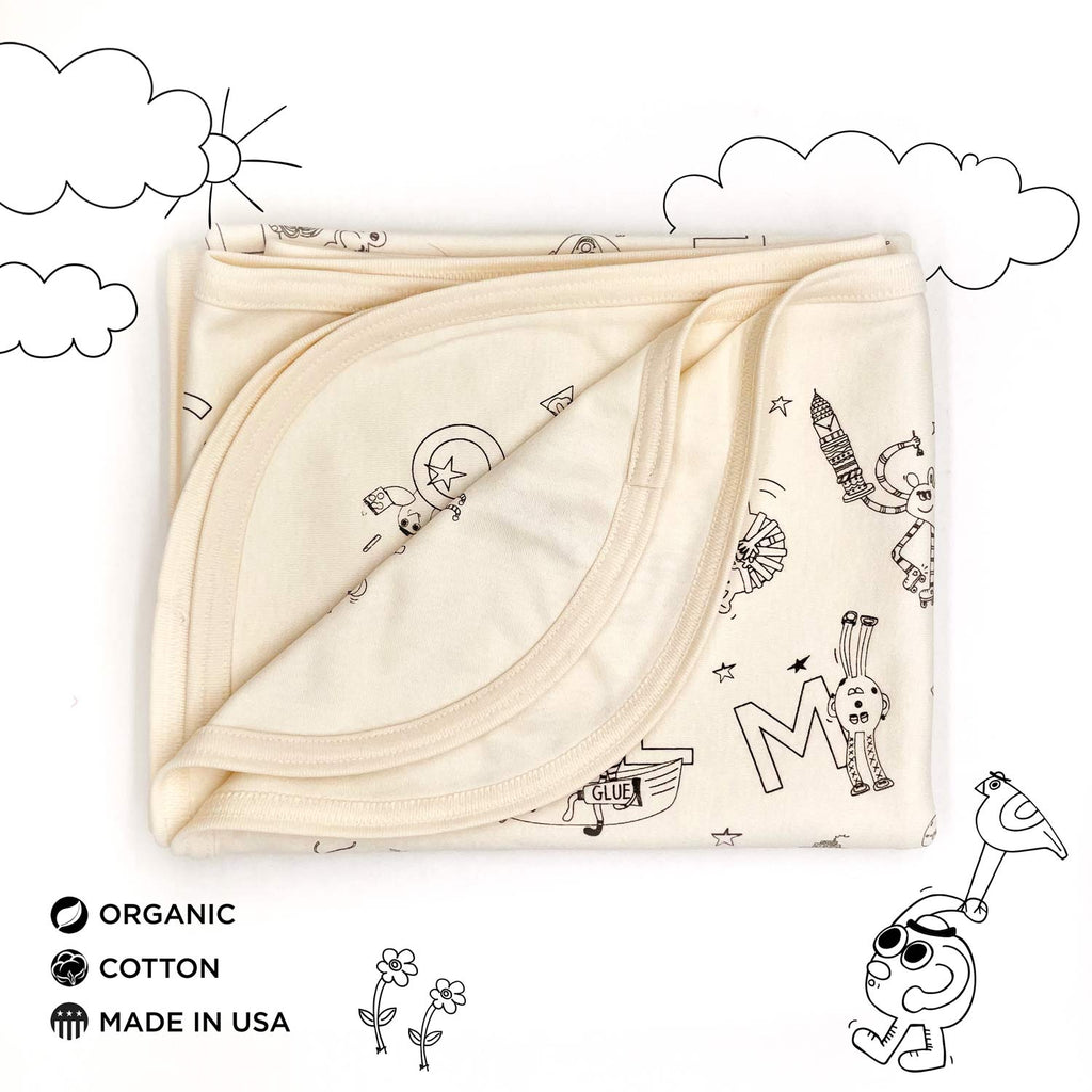 ZYX Project Organic Cotton Gender-Neutral Baby Blankets. Eco-friendly Unisex Styles for Hipster Babies. The MoMeMans by Monica Escobar Allen. Brooklyn, NY