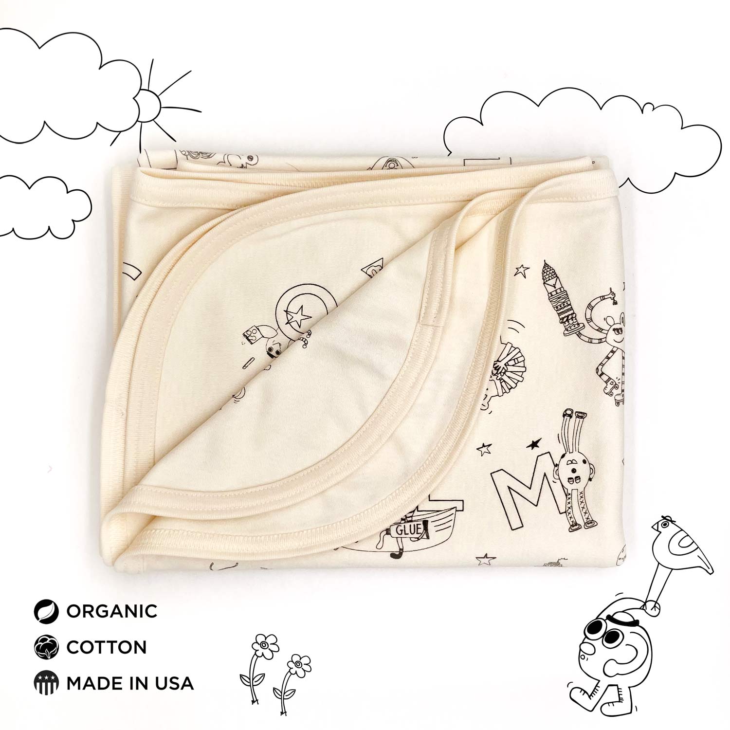ZYX Project Organic Cotton Gender-Neutral Baby Blankets. Eco-friendly Unisex Styles for Hipster Babies. The MoMeMans by Monica Escobar Allen. Brooklyn, NY