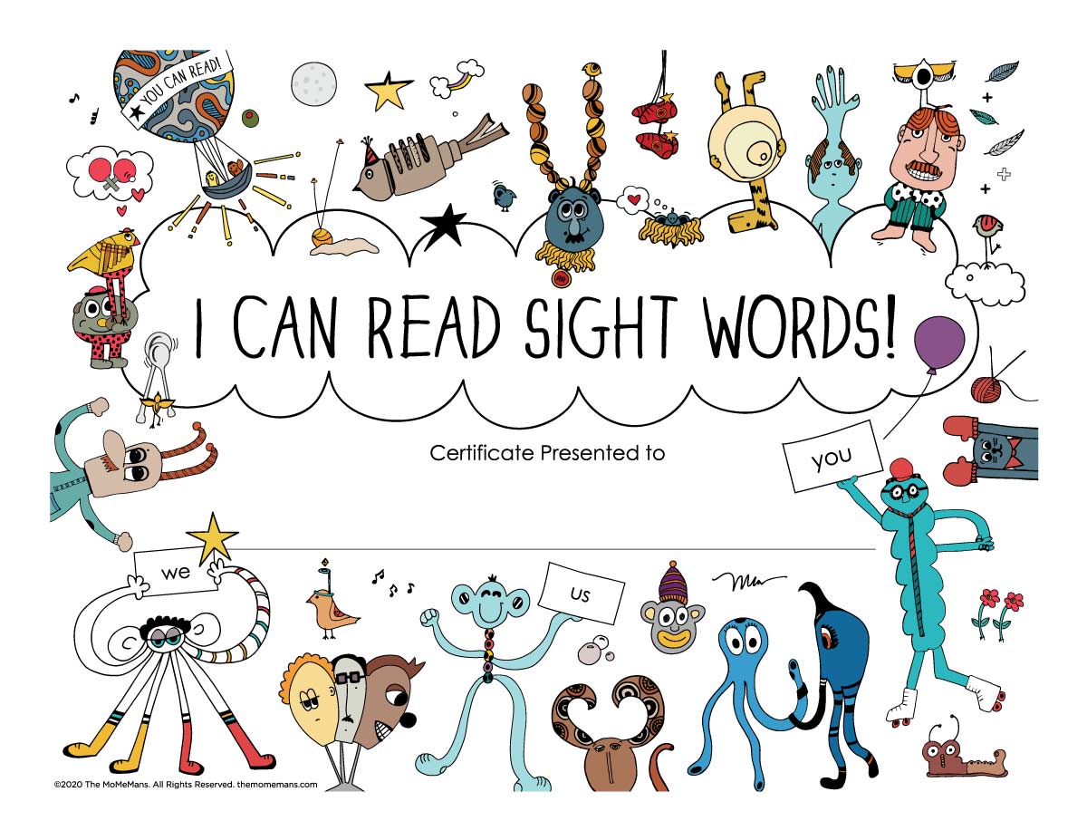 i-can-read-sight-words-printable-flash-cards-certificate-the-momemans for Free Printable Reading Flash Cards I Can Read Sight Words!