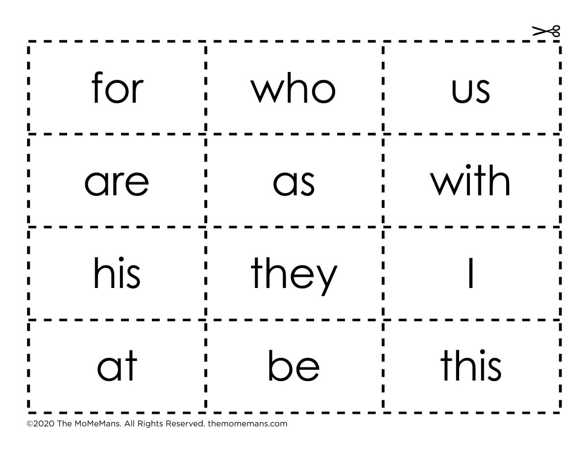 I Can Read Sight Words! Cut Out Flash Cards. The MoMeMans® by Monica Escobar Allen