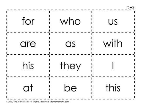 I Can Read Sight Words! Cut Out Flash Cards. The MoMeMans® by Monica Escobar Allen