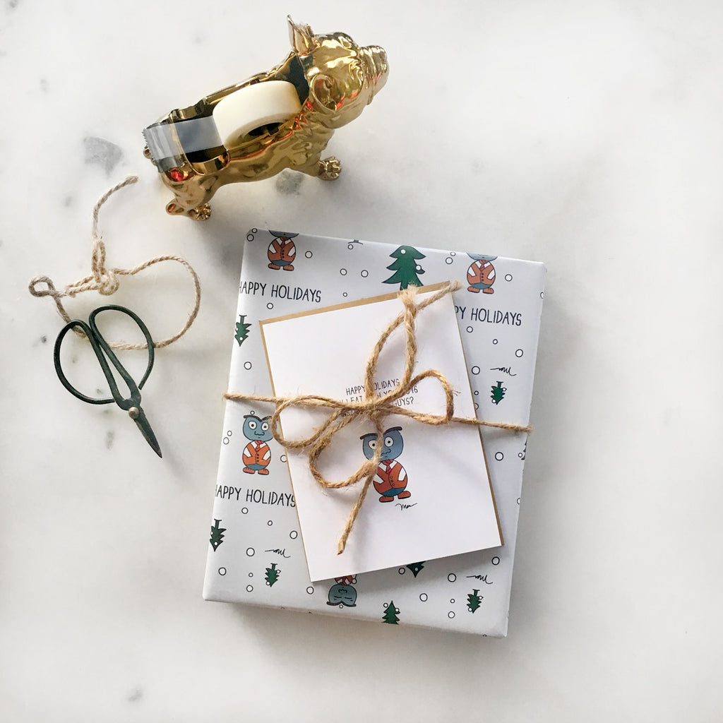 The MoMeMans® Happy Holidays Gift Wrap by Monica Escobar Allen