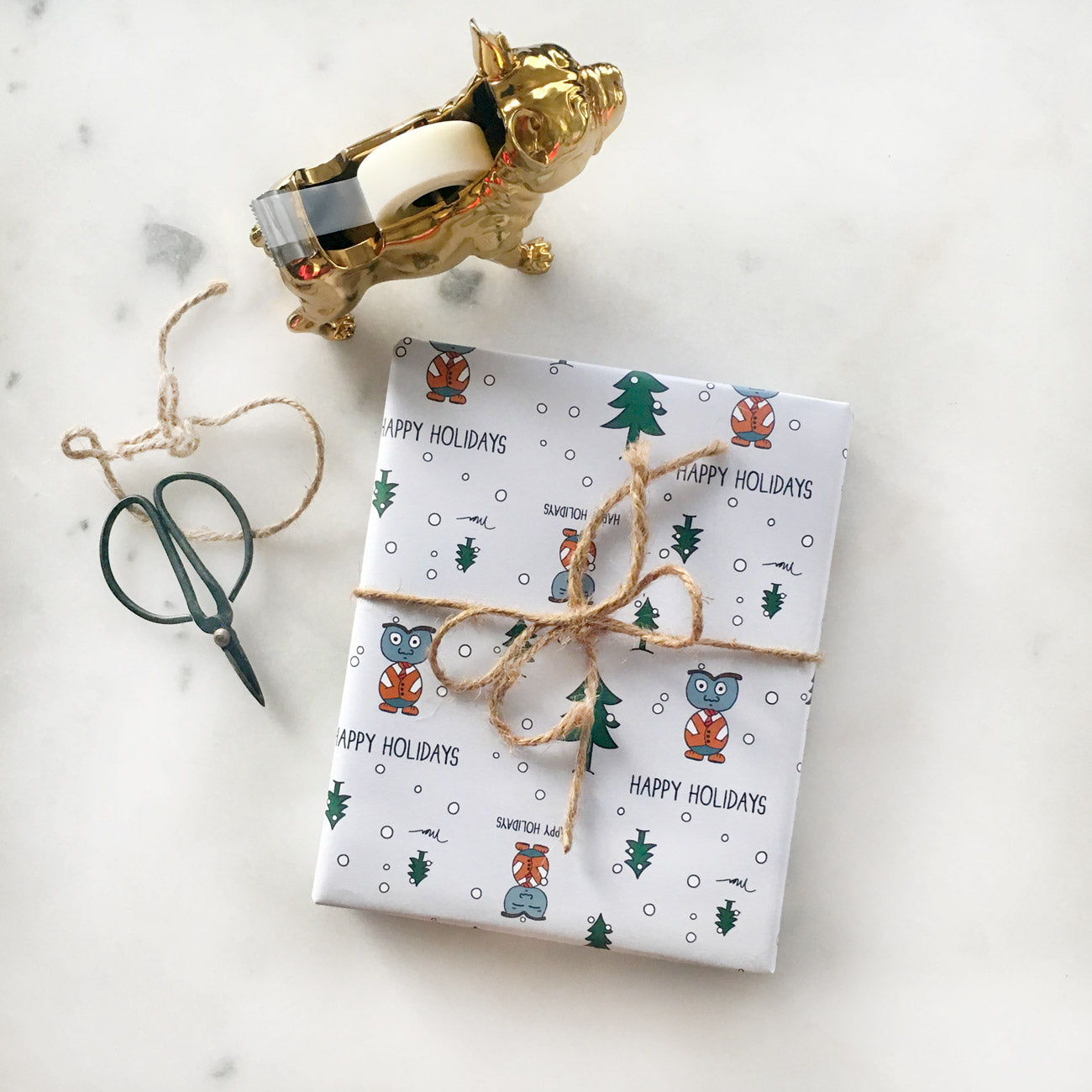 The MoMeMans® Happy Holidays Gift Wrap by Monica Escobar Allen