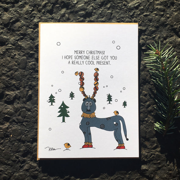 Really Cool Present. Holiday Cards from The MoMeMans™ by Monica Escobar Allen.