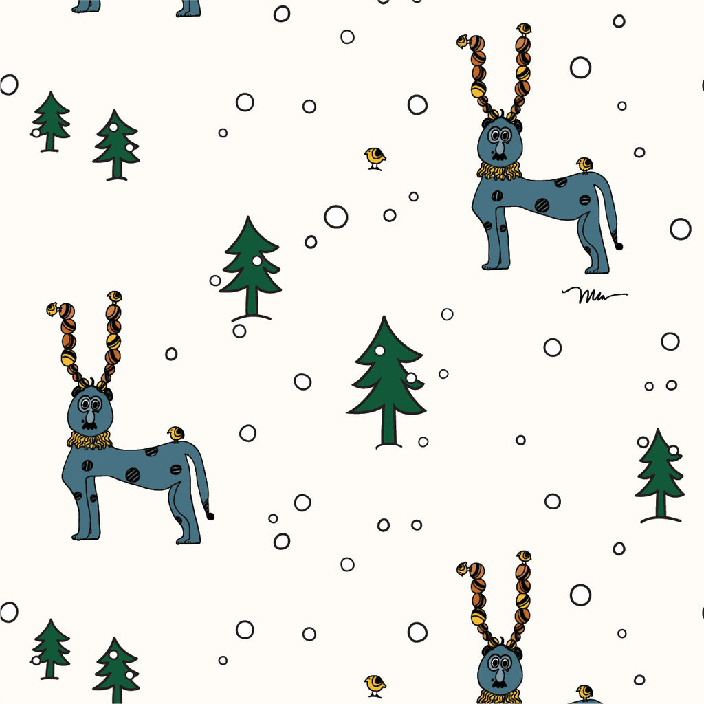 The MoMeMans® Reggie Holidays Gift Wrap by Monica Escobar Allen