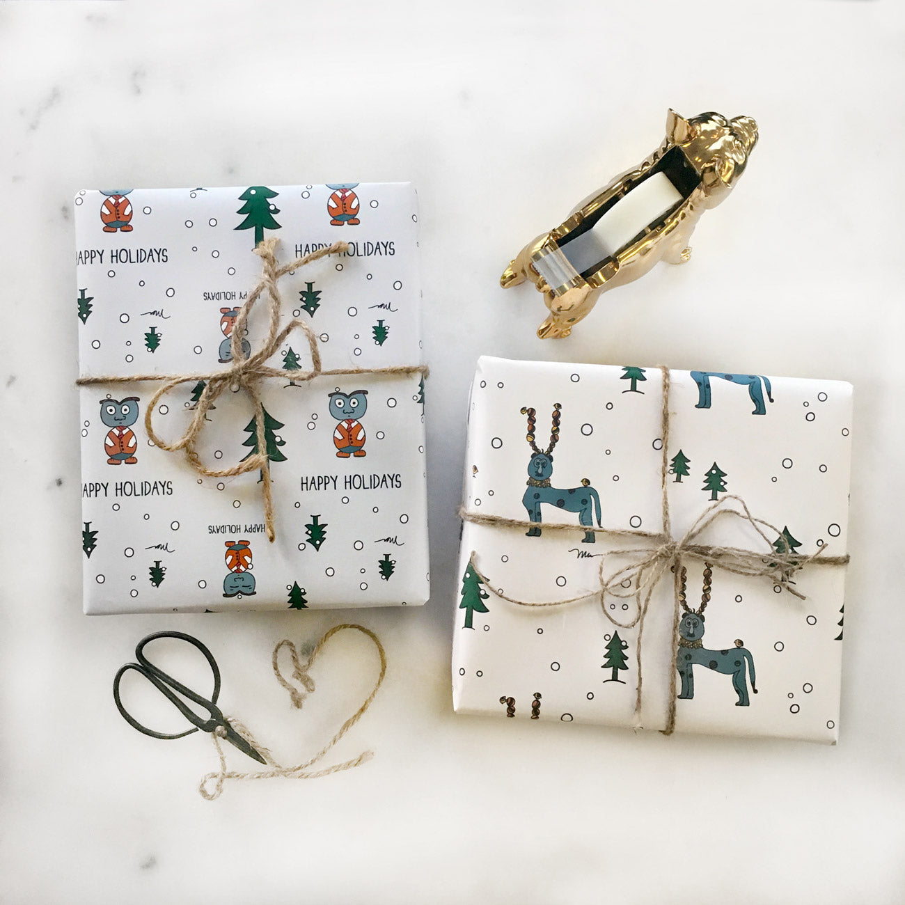 The MoMeMans® Reggie Holidays Gift Wrap by Monica Escobar Allen