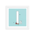 Letter I Print Framed. The MoMeMans® Nursery and Kid's Room Alphabet Wall Art by Monica Escobar Allen