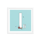 Letter I Print Framed. The MoMeMans® Nursery and Kid's Room Alphabet Wall Art by Monica Escobar Allen