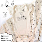 Bots Family Organic Cotton Gender-Neutral "New Baby" Gift Bundle. Eco-friendly Unisex Styles for Hipster Babies. The MoMeMans by Monica Escobar Allen. Brooklyn, NY