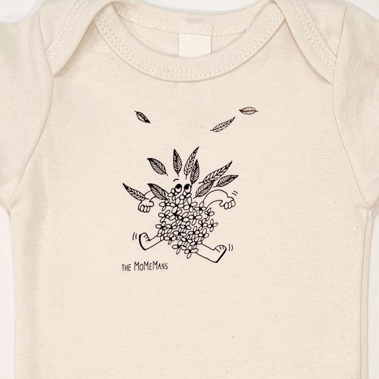 Organic Cotton Onesies. Unisex Styles for for the eco-conscious baby registries. The MoMeMans® by Monica Escobar Allen. Small batches made in Brooklyn, NY. Style: Fancy Franny