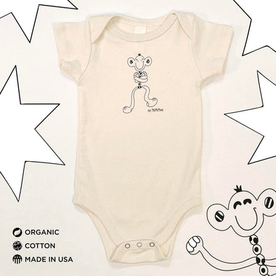 Organic Cotton Onesies. Unisex Styles for for the eco-conscious baby registries. The MoMeMans® by Monica Escobar Allen. Small batches made in Brooklyn, NY. Style: Hayhay
