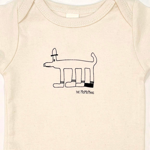 Organic Cotton Onesies. Unisex Styles for for the eco-conscious baby registries. The MoMeMans® by Monica Escobar Allen. Small batches made in Brooklyn, NY. Style: Sherman