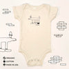 Organic Cotton Onesies. Unisex Styles for for the eco-conscious baby registries. The MoMeMans® by Monica Escobar Allen. Small batches made in Brooklyn, NY. Style: Sherman