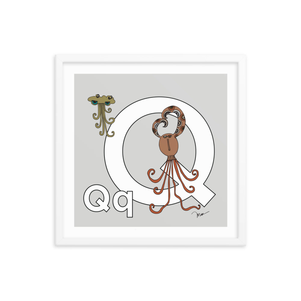 Letter Q Print. The MoMeMans® Nursery and Kid's Room Alphabet Wall Art by Monica Escobar Allen.