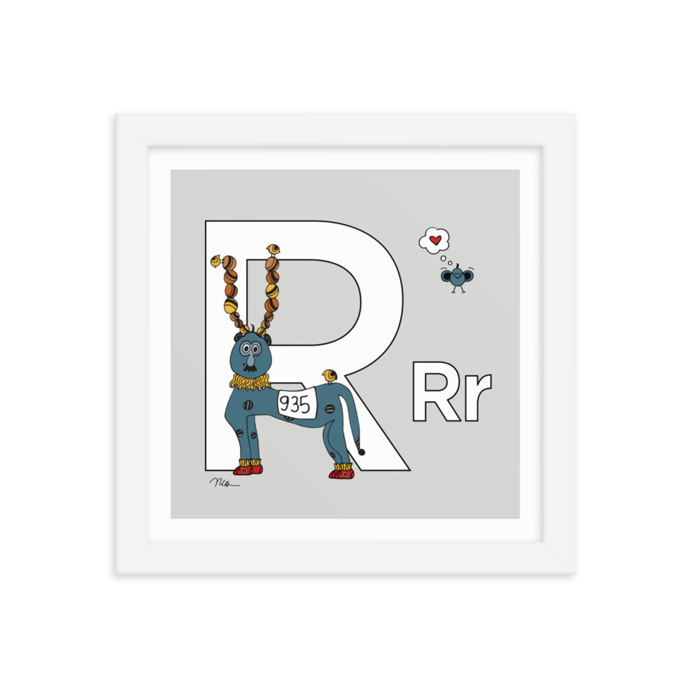 Letter R Print. The MoMeMans® Nursery and Kid's Room Alphabet Wall Art by Monica Escobar Allen.