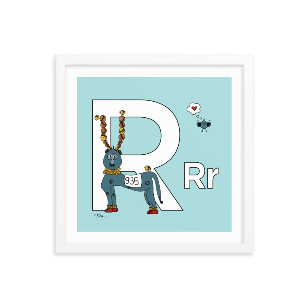 Letter R Print. The MoMeMans® Nursery and Kid's Room Alphabet Wall Art by Monica Escobar Allen.