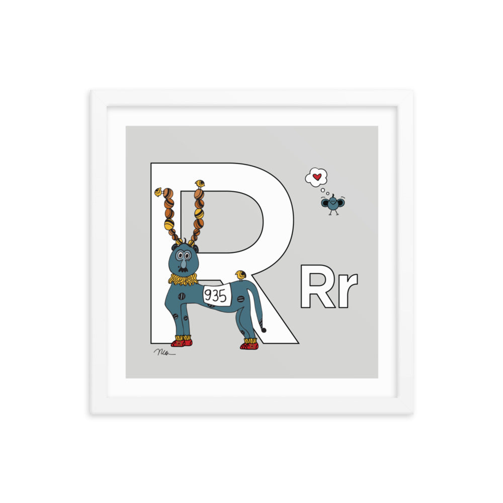 Letter R Print. The MoMeMans® Nursery and Kid's Room Alphabet Wall Art by Monica Escobar Allen.