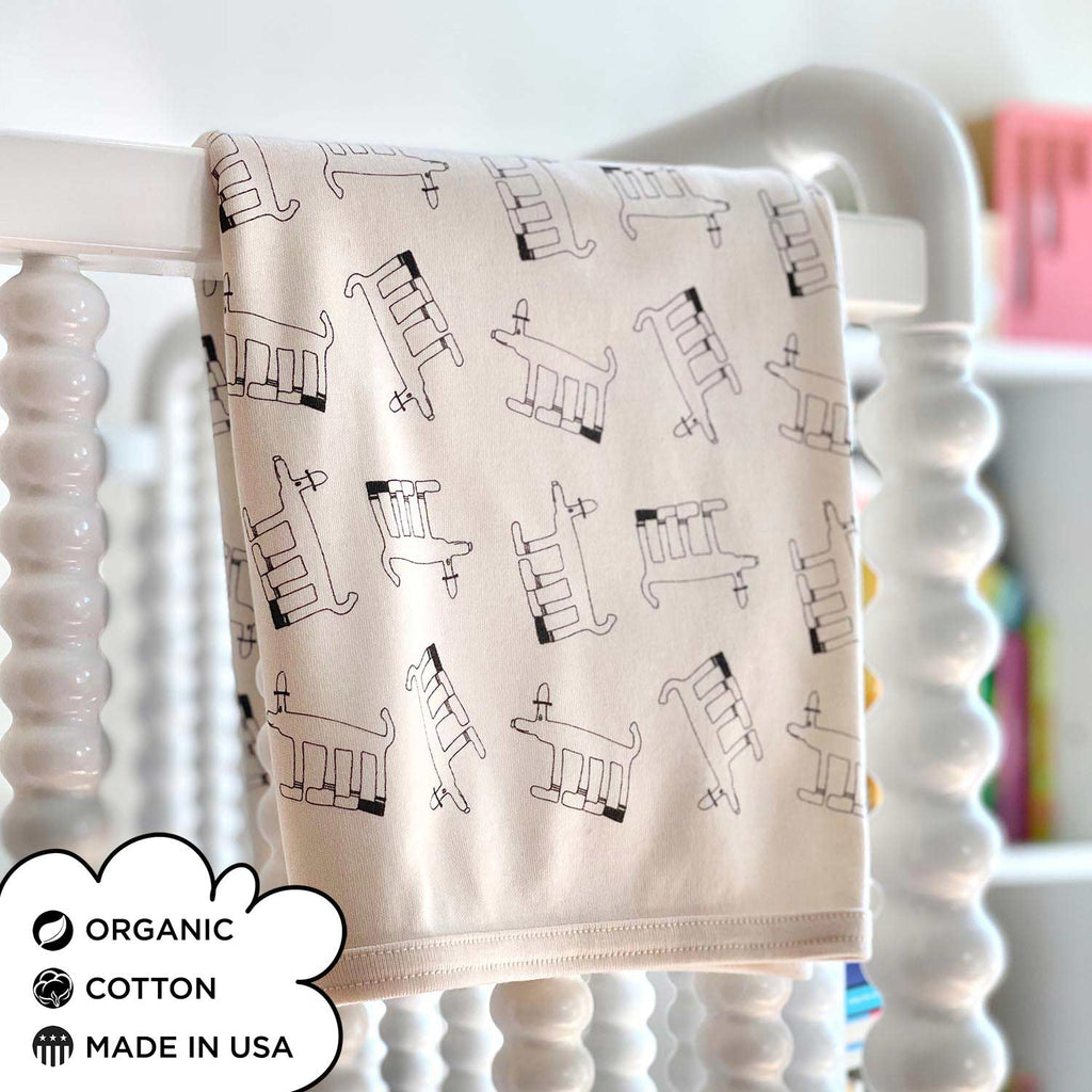 Sherman Organic Cotton Gender-Neutral Baby Blankets. Eco-friendly Unisex Styles for Hipster Babies. The MoMeMans by Monica Escobar Allen. Brooklyn, NY