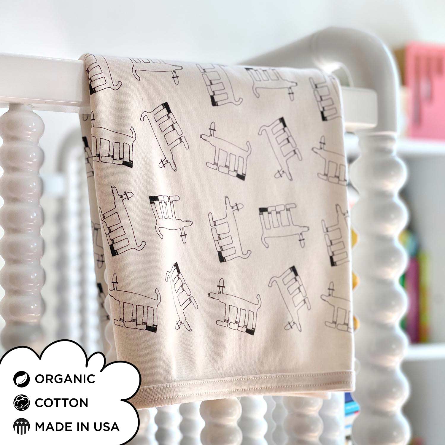 Sherman Organic Cotton Gender-Neutral Baby Blankets. Eco-friendly Unisex Styles for Hipster Babies. The MoMeMans by Monica Escobar Allen. Brooklyn, NY