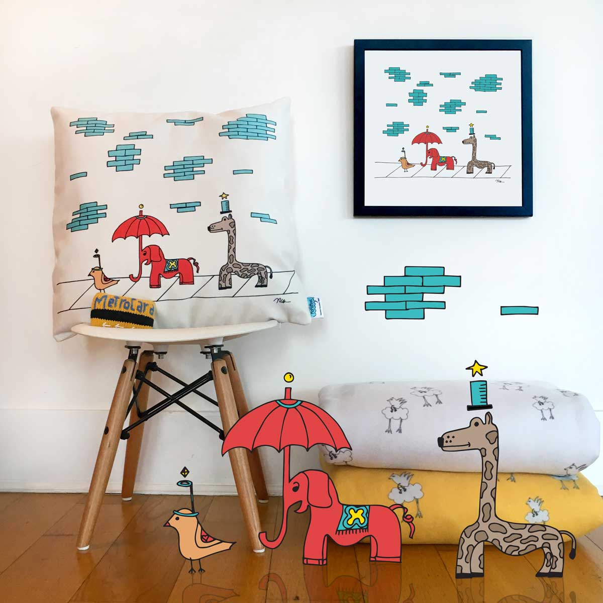 The MoMeMans® The Sidewalkers Velveteen Pillow Case by Monica Escobar Allen