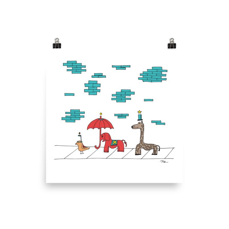 The MoMeMans® The Sidewalkers Print Framed by Monica Escobar Allen