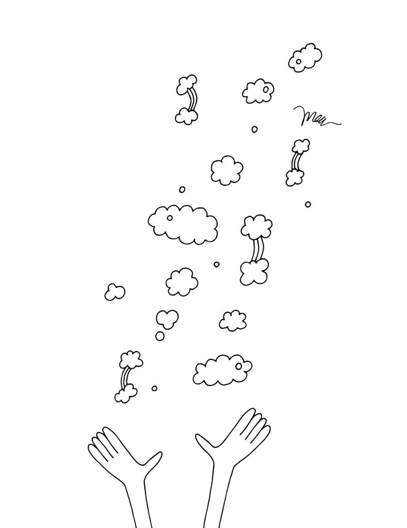 FREE Printable Throwing Rainbows Coloring Page. The MoMeMans® by Monica Escobar Allen.