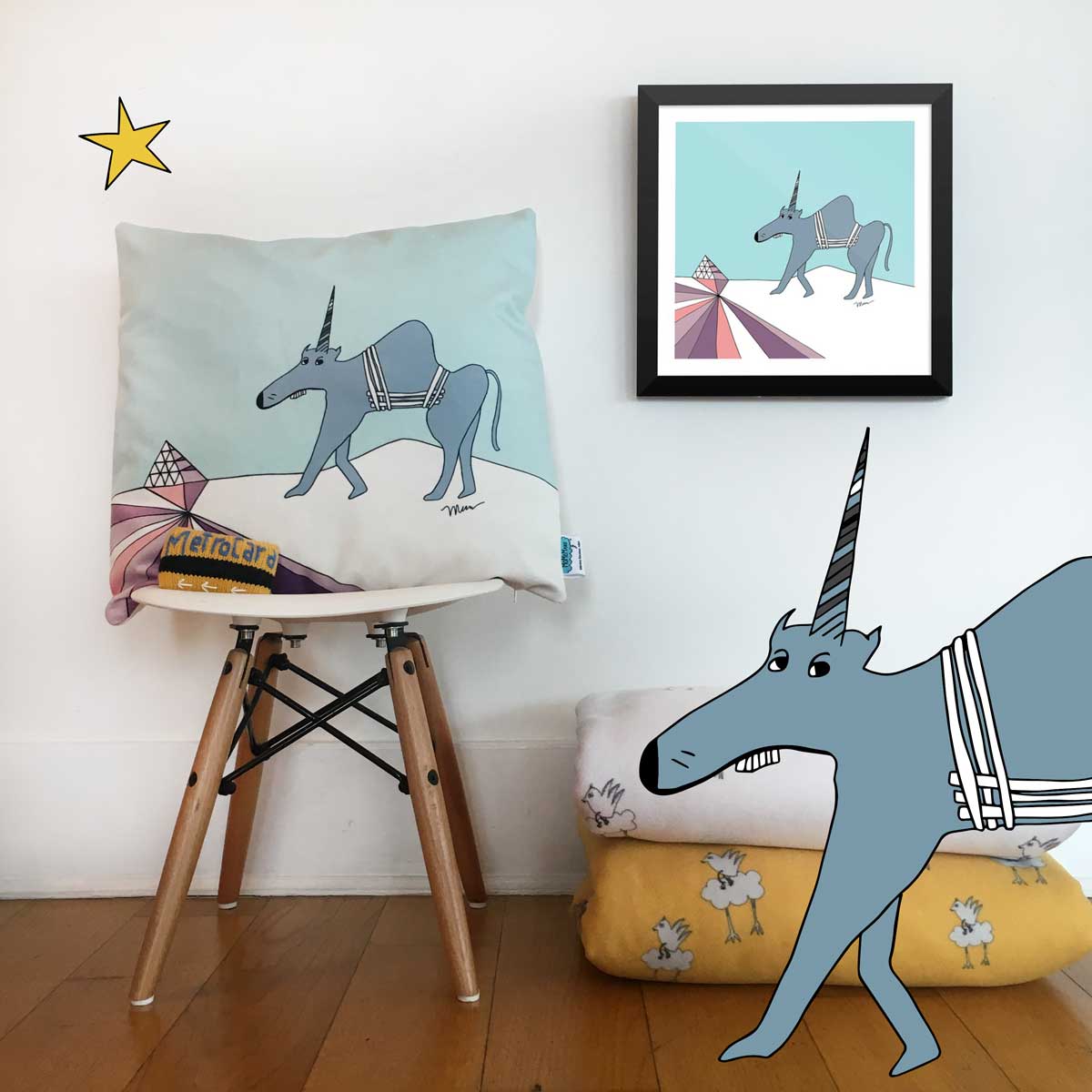 The MoMeMans® Ulysses Ulinsky Velveteen Pillow Case + Art Print by Monica Escobar Allen