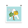 The Letter A Print. Aqua. Print Only. Nursery and Kid's Room Alphabet Prints from The MoMeMans. Inspired by the ZYX Project: Alliterative Alphabet Adventures complete with Valuable Life Lessons for babies and tots—but really written for grown-ups.