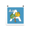 The Letter A Print. Blue. Print Only. Nursery and Kid's Room Alphabet Prints from The MoMeMans. Inspired by the ZYX Project: Alliterative Alphabet Adventures complete with Valuable Life Lessons for babies and tots—but really written for grown-ups.