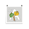 The Letter A Print. Grey. Print Only. Nursery and Kid's Room Alphabet Prints from The MoMeMans. Inspired by the ZYX Project: Alliterative Alphabet Adventures complete with Valuable Life Lessons for babies and tots—but really written for grown-ups.