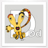 Letter D Art 10x10 Print, Grey, featuring Dee + Dancipants. For Nursery Rooms, Kids Rooms and Playrooms.