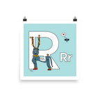 Letter R Print. The MoMeMans® Nursery and Kid's Room Alphabet Wall Art by Monica Escobar Allen.